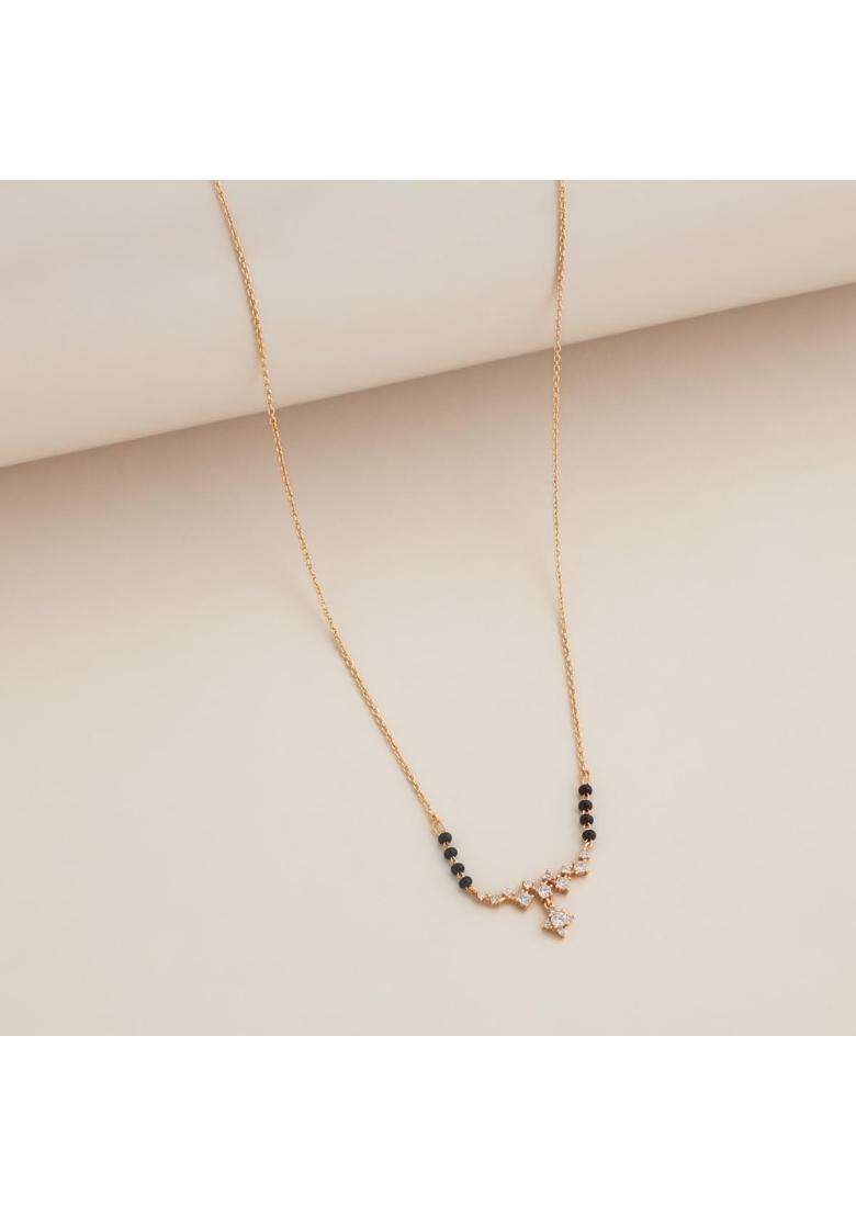 Kushals Fashion Jewellery White Gold Plated 925 Silver Black Beads Mangalsutra for Women - Indya