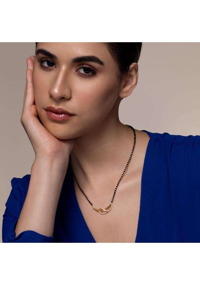 Kushals Fashion Jewellery White Gold Plated 925 Silver Black Beads Mangalsutra for Women - Indya