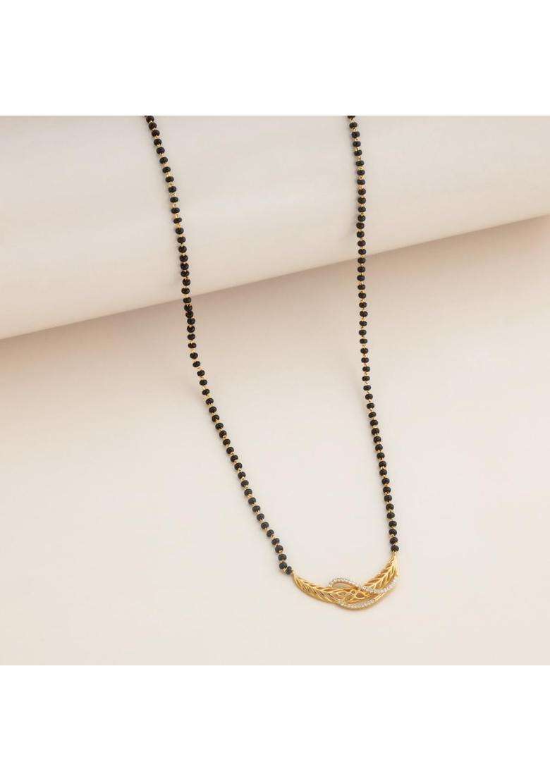 Kushals Fashion Jewellery White Gold Plated 925 Silver Black Beads Mangalsutra for Women - Indya