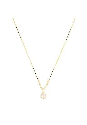 Kushals Fashion Jewellery White Gold Plated 925 Silver Black Beads Mangalsutra for Women