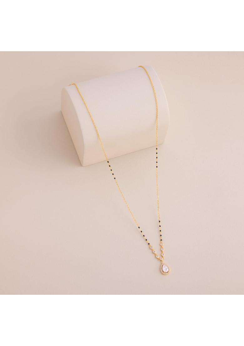 Kushals Fashion Jewellery White Gold Plated 925 Silver Black Beads Mangalsutra for Women - Indya