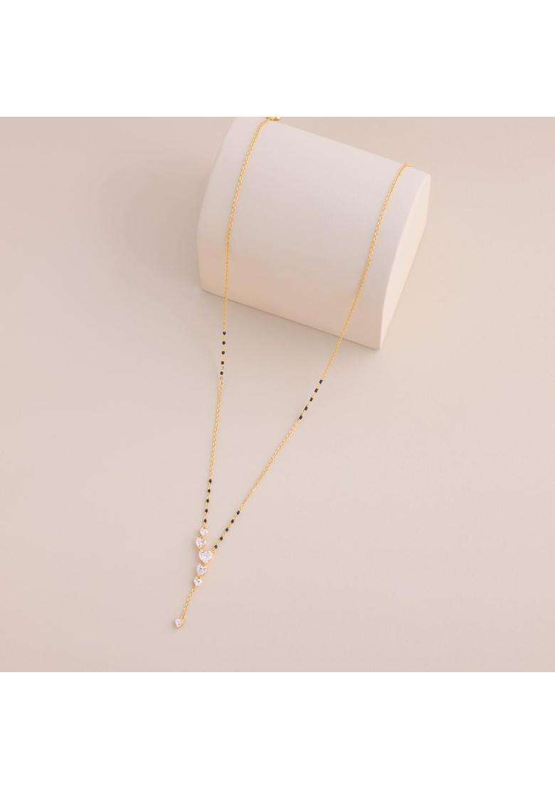 Kushals Fashion Jewellery White Gold Plated 925 Silver Black Beads Mangalsutra for Women - Indya