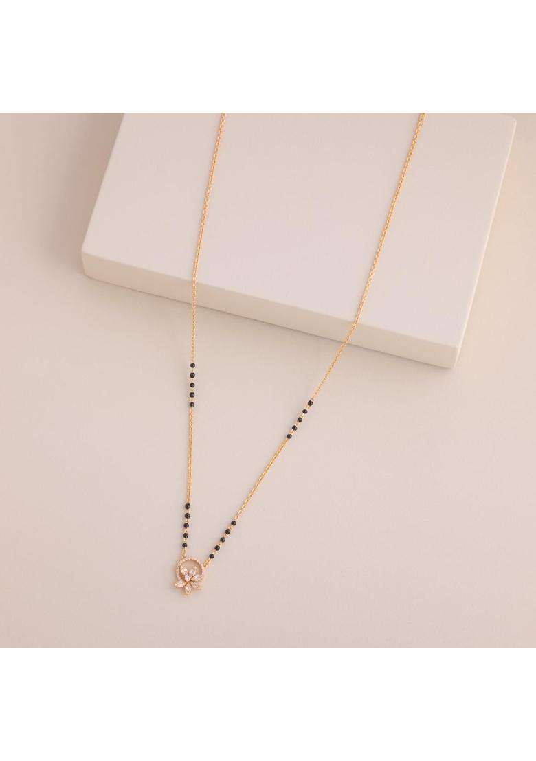 Kushals Fashion Jewellery White Gold Plated 925 Silver Black Beads Mangalsutra for Women - Indya