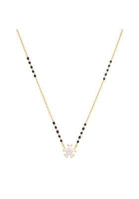 Kushals Fashion Jewellery White Gold Plated 925 Silver Black Beads Mangalsutra for Women