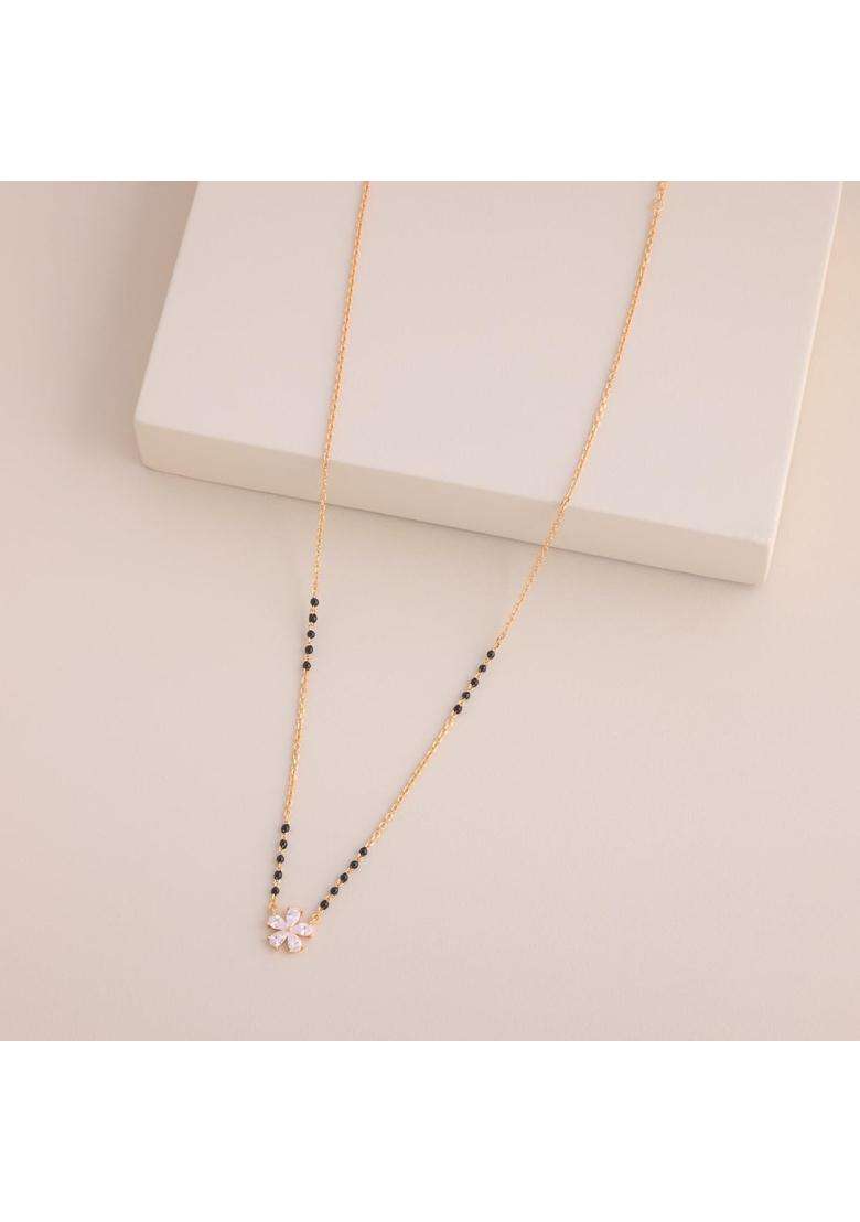 Kushals Fashion Jewellery White Gold Plated 925 Silver Black Beads Mangalsutra for Women - Indya