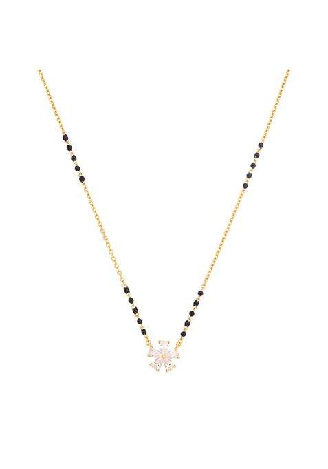 Kushals Fashion Jewellery White Gold Plated 925 Silver Black Beads Mangalsutra for Women