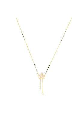 Kushals Fashion Jewellery White Gold Plated 925 Silver Black Beads Mangalsutra for Women