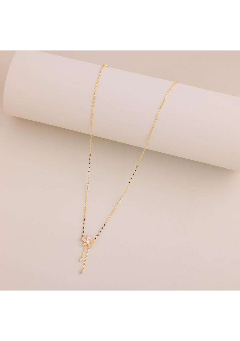 Kushals Fashion Jewellery White Gold Plated 925 Silver Black Beads Mangalsutra for Women - Indya