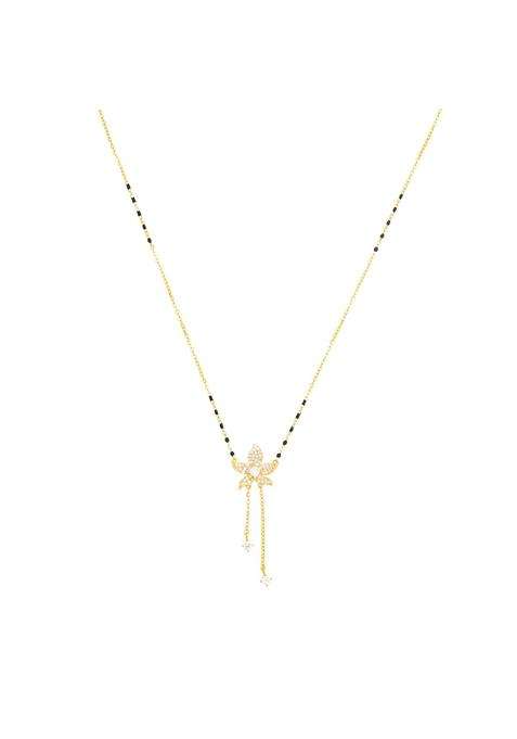Kushals Fashion Jewellery White Gold Plated 925 Silver Black Beads Mangalsutra for Women