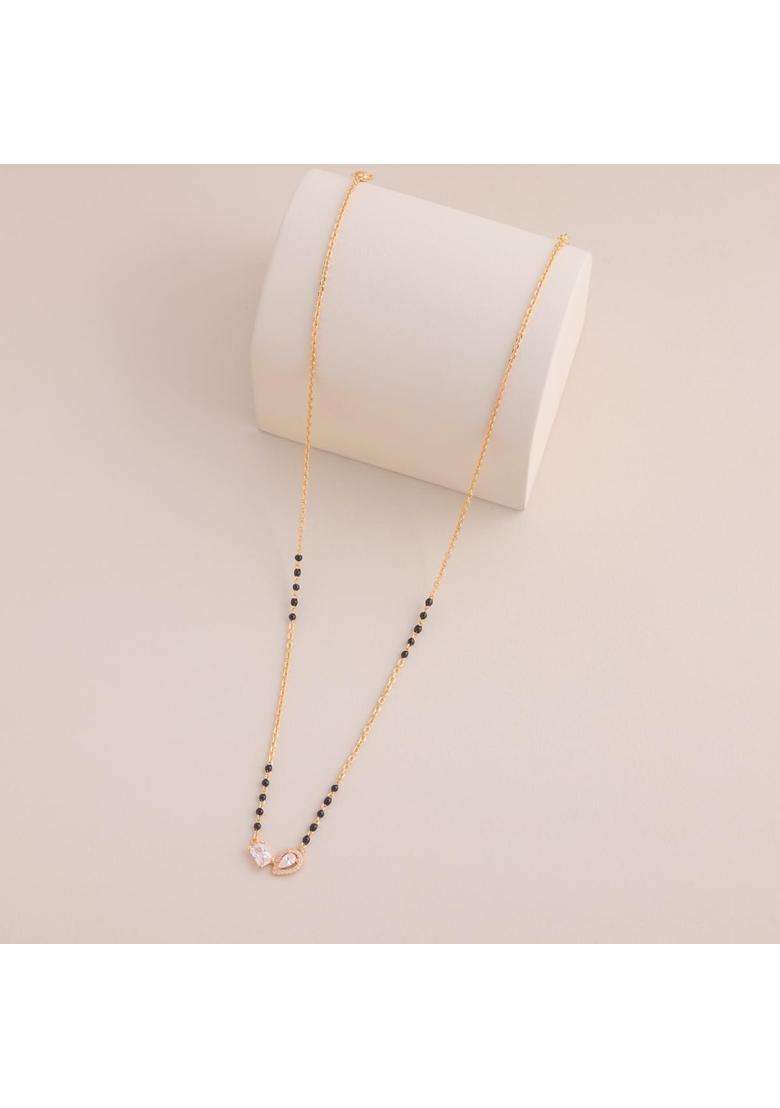 Kushals Fashion Jewellery White Gold Plated 925 Silver Black Beads Mangalsutra for Women - Indya