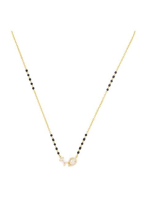Kushals Fashion Jewellery White Gold Plated 925 Silver Black Beads Mangalsutra for Women