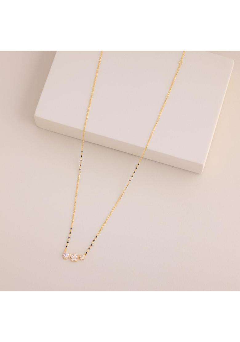 Kushals Fashion Jewellery White Gold Plated 925 Silver Black Beads Mangalsutra for Women - Indya