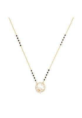 Kushals Fashion Jewellery White Gold Plated 925 Silver Black Beads Mangalsutra for Women