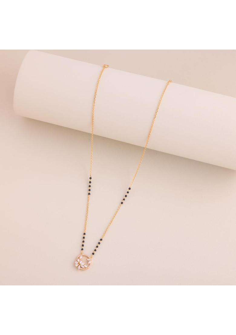 Kushals Fashion Jewellery White Gold Plated 925 Silver Black Beads Mangalsutra for Women - Indya