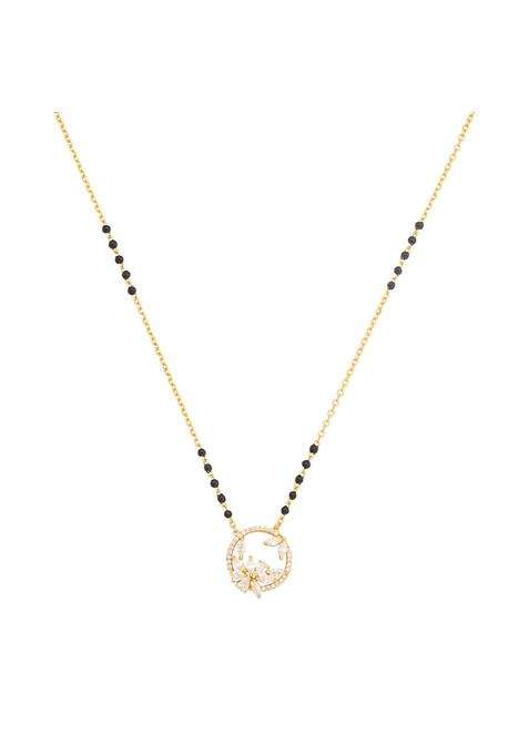 Kushals Fashion Jewellery White Gold Plated 925 Silver Black Beads Mangalsutra for Women