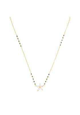 Kushals Fashion Jewellery White Gold Plated 925 Silver Black Beads Mangalsutra for Women