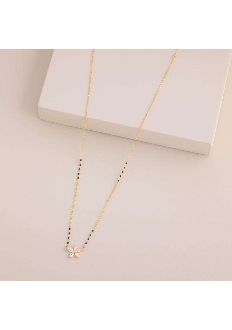 Kushals Fashion Jewellery White Gold Plated 925 Silver Black Beads Mangalsutra for Women - Indya