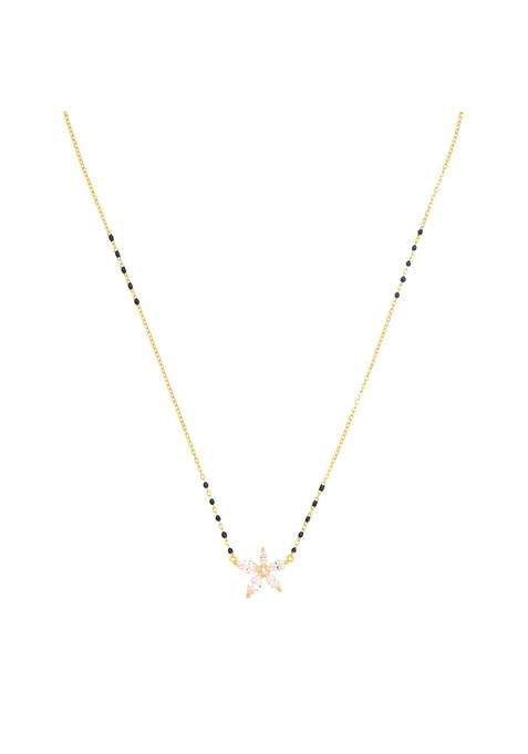 Kushals Fashion Jewellery White Gold Plated 925 Silver Black Beads Mangalsutra for Women