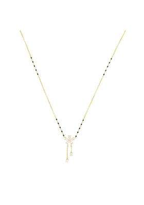 Kushals Fashion Jewellery White Gold Plated 925 Silver Black Beads Mangalsutra for Women