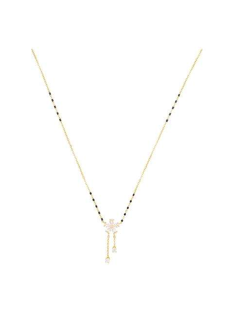 Kushals Fashion Jewellery White Gold Plated 925 Silver Black Beads Mangalsutra for Women
