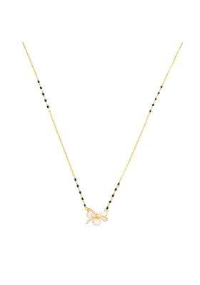 Kushals Fashion Jewellery Pearl Gold Plated 925 Silver Black Beads Mangalsutra for Women