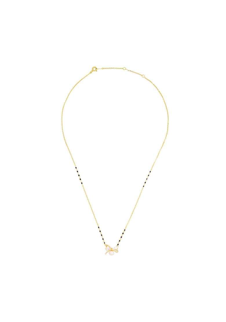 Kushals Fashion Jewellery Pearl Gold Plated 925 Silver Black Beads Mangalsutra for Women - Indya