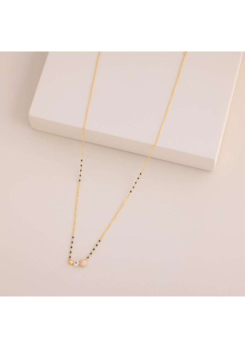 Kushals Fashion Jewellery White Gold Plated 925 Silver Black Beads Mangalsutra for Women - Indya