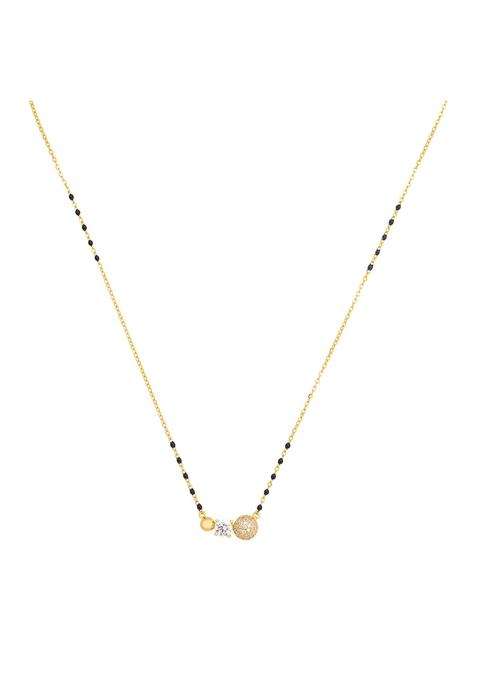 Kushals Fashion Jewellery White Gold Plated 925 Silver Black Beads Mangalsutra for Women