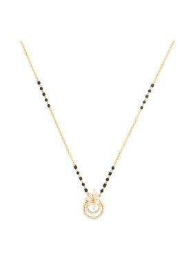 Kushals Fashion Jewellery White Gold Plated 925 Silver Black Beads Mangalsutra for Women