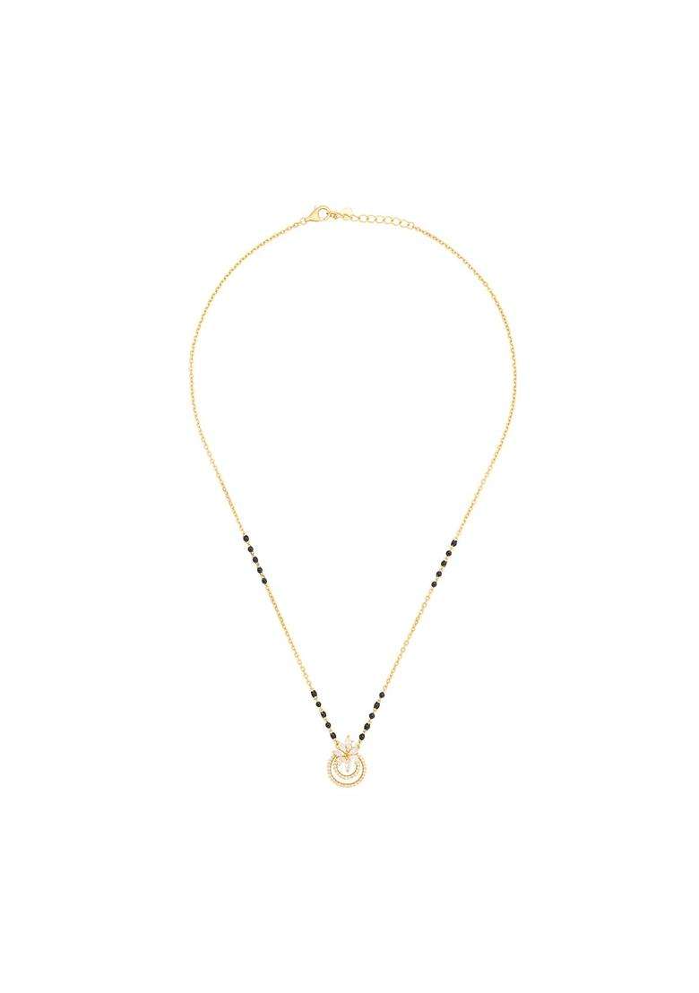 Kushals Fashion Jewellery White Gold Plated 925 Silver Black Beads Mangalsutra for Women - Indya