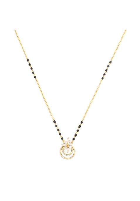 Kushals Fashion Jewellery White Gold Plated 925 Silver Black Beads Mangalsutra for Women