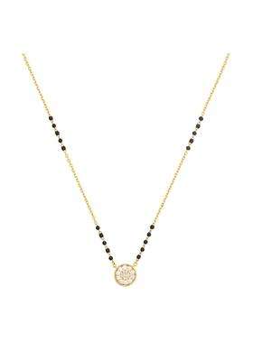 Kushals Fashion Jewellery White Gold Plated 925 Silver Black Beads Mangalsutra for Women