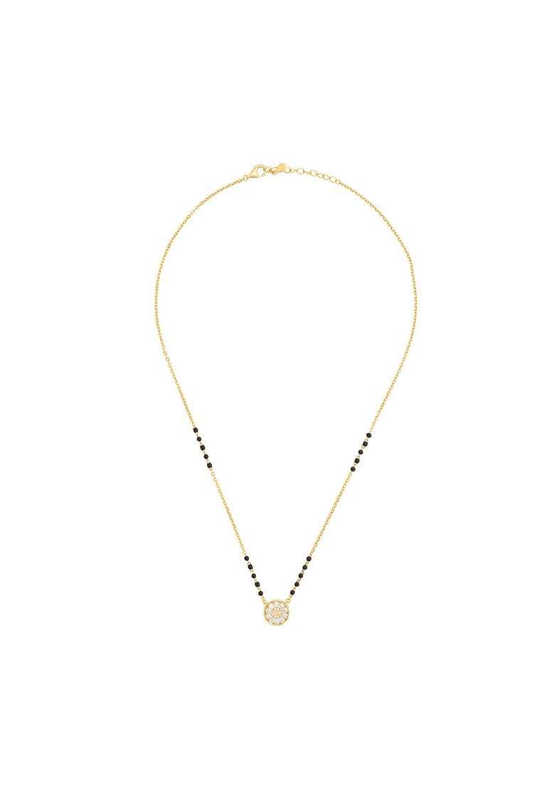 Kushals Fashion Jewellery White Gold Plated 925 Silver Black Beads Mangalsutra for Women - Indya