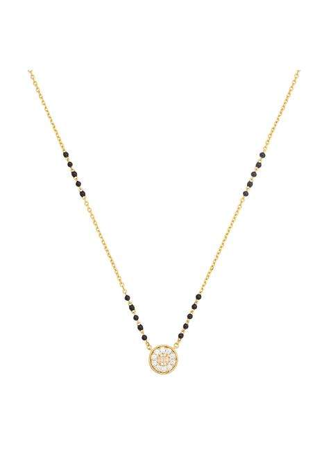 Kushals Fashion Jewellery White Gold Plated 925 Silver Black Beads Mangalsutra for Women