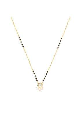 Kushals Fashion Jewellery White Gold Plated 925 Silver Black Beads Mangalsutra for Women