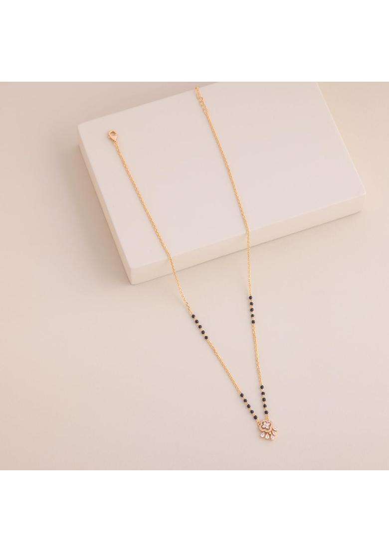 Kushals Fashion Jewellery White Gold Plated 925 Silver Black Beads Mangalsutra for Women - Indya
