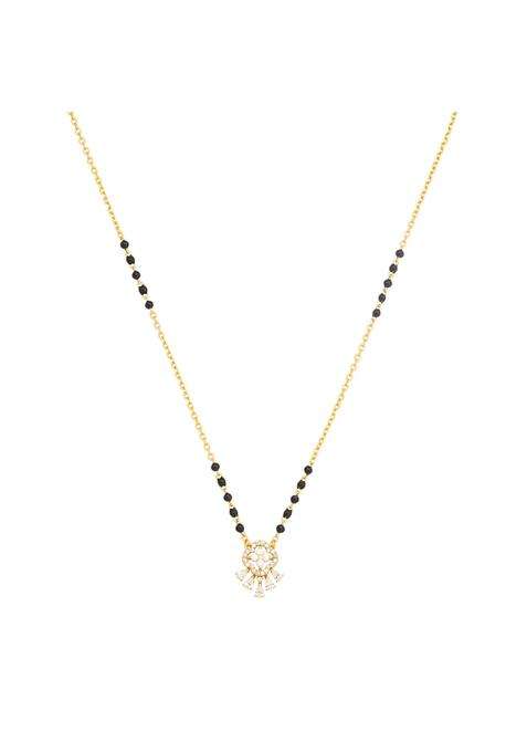Kushals Fashion Jewellery White Gold Plated 925 Silver Black Beads Mangalsutra for Women