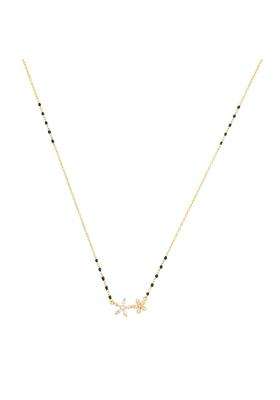 Kushals Fashion Jewellery White Gold Plated 925 Silver Black Beads Mangalsutra for Women