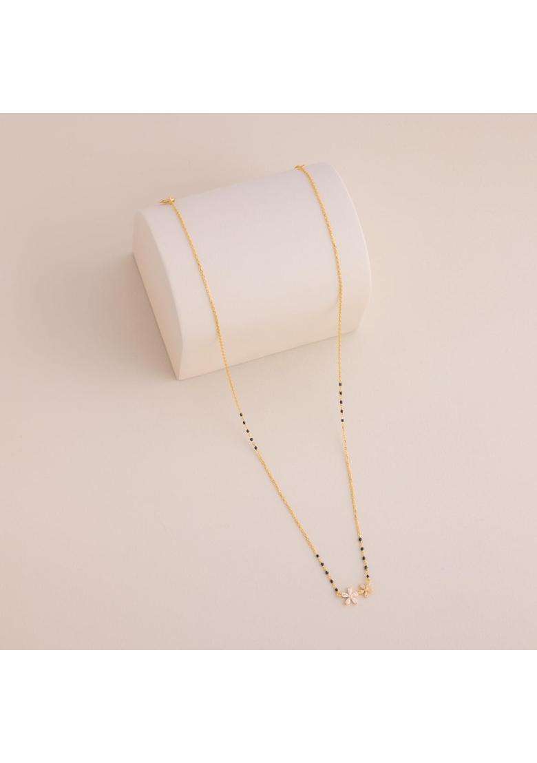 Kushals Fashion Jewellery White Gold Plated 925 Silver Black Beads Mangalsutra for Women - Indya