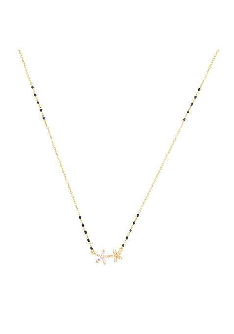 Kushals Fashion Jewellery White Gold Plated 925 Silver Black Beads Mangalsutra for Women
