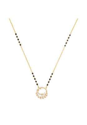 Kushals Fashion Jewellery White Gold Plated 925 Silver Black Beads Mangalsutra for Women