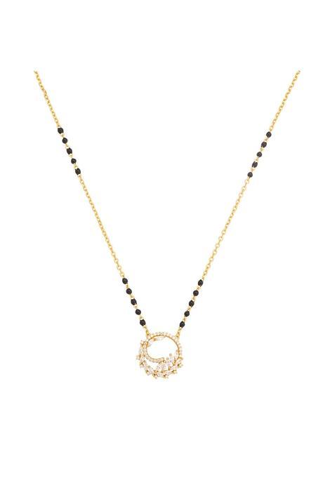 Kushals Fashion Jewellery White Gold Plated 925 Silver Black Beads Mangalsutra for Women