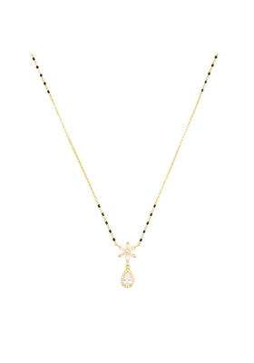 Kushals Fashion Jewellery White Gold Plated 925 Silver Black Beads Mangalsutra for Women