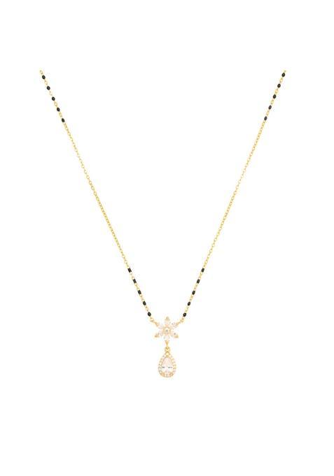 Kushals Fashion Jewellery White Gold Plated 925 Silver Black Beads Mangalsutra for Women