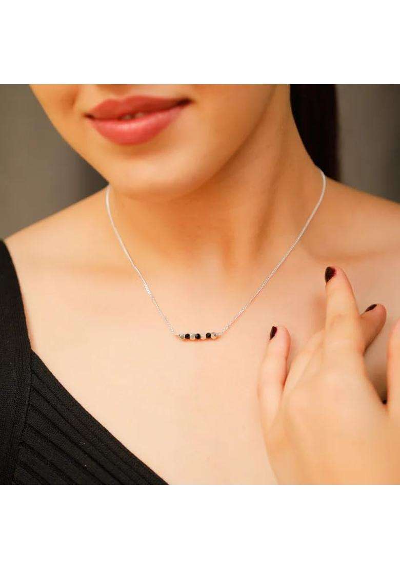 House of Aadyaa Handmade Silver Mangalsutra for Women Made in 925 Silver - Indya