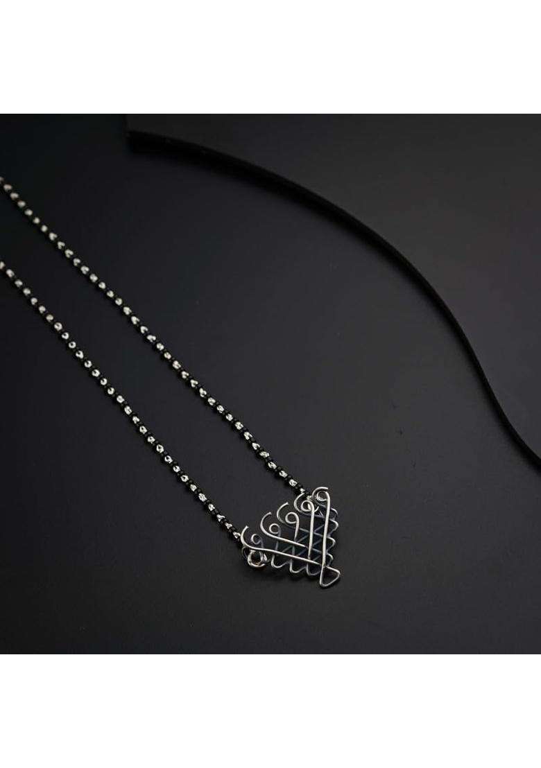 Aadyaa 925 Silver Mangalsutra for Women Saraswati Mangalsutra Handmade 925 Sterling Silver Templeinspired - Indya