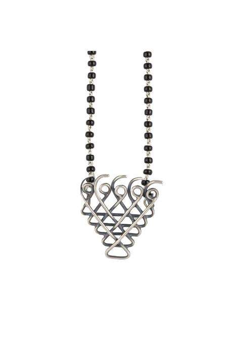 Aadyaa 925 Silver Mangalsutra for Women Saraswati Mangalsutra Handmade 925 Sterling Silver Templeinspired