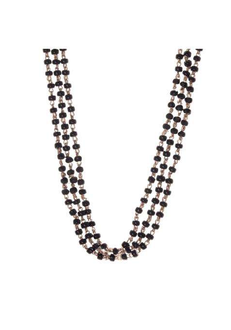 Aadyaa 925 Silver Mangalsutra for Women Three Layer Mangalsutra Handmade 925 Sterling Silver Jewelry Black