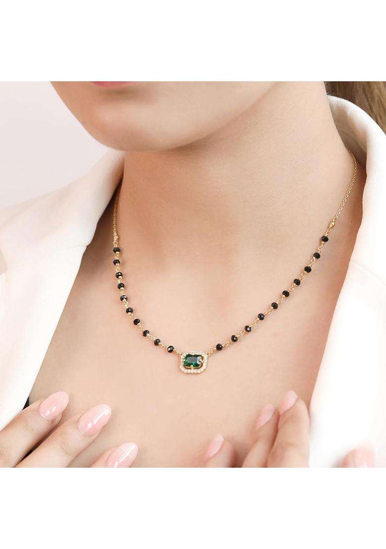 Zavya 925 Sterling Silver Mangalsutra Gold Plated Lustrous Cubic Zirconia Women Minimal Mangalsutra - Indya
