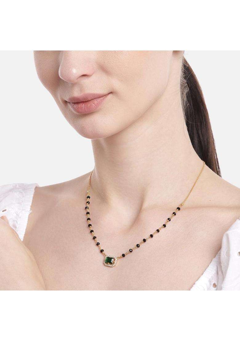Zavya 925 Sterling Silver Mangalsutra Gold Plated Lustrous Cubic Zirconia Women Minimal Mangalsutra - Indya